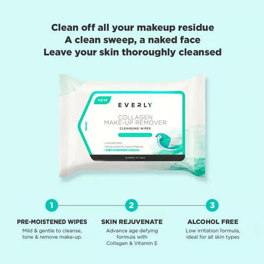 EVERLY Collagen Makeup Remover Cleansing Wipes Tissues